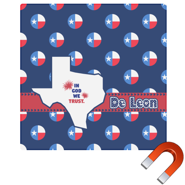 Custom Texas Polka Dots Square Car Magnet - 6" (Personalized)