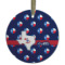 Texas Polka Dots Flat Glass Ornament - Round w/ Monogram