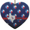 Texas Polka Dots Heart Ceramic Ornament w/ Monogram