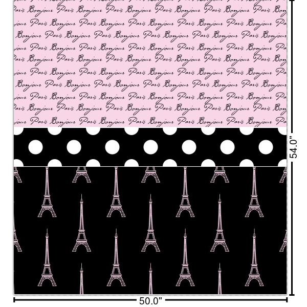 Custom Paris Bonjour and Eiffel Tower Curtain Panel - Custom Size