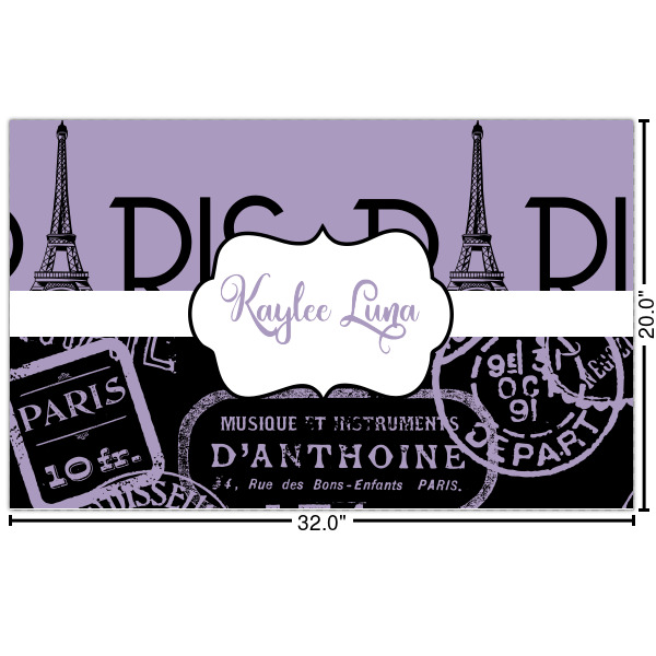 Custom Paris Bonjour and Eiffel Tower Indoor / Outdoor Rug - Custom Size w/ Name or Text