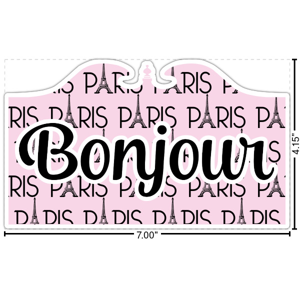 Custom Paris Bonjour and Eiffel Tower Twill Iron On Patch - Custom Shape - X-Large (Personalized)