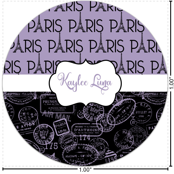 Custom Paris Bonjour and Eiffel Tower Multipurpose Round Labels - 1" (Personalized)