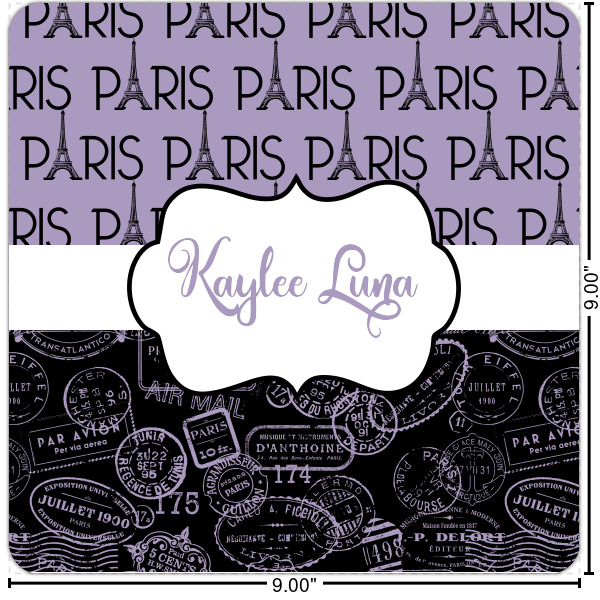 Custom Paris Bonjour and Eiffel Tower Square Decal - Small (Personalized)