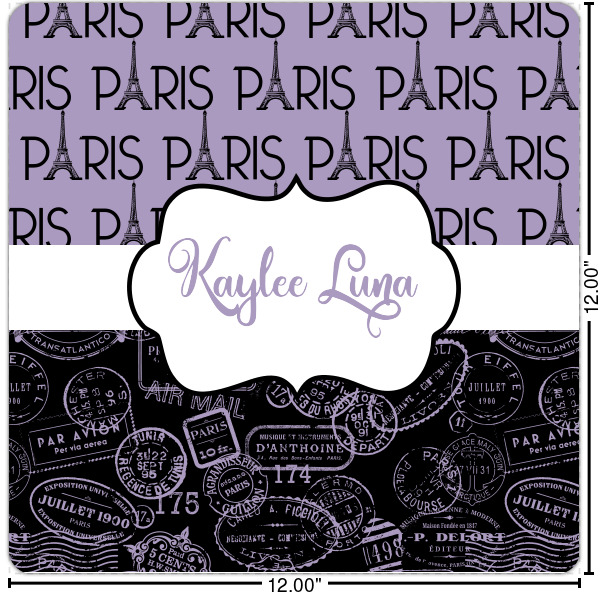 Custom Paris Bonjour and Eiffel Tower Square Decal - Medium (Personalized)