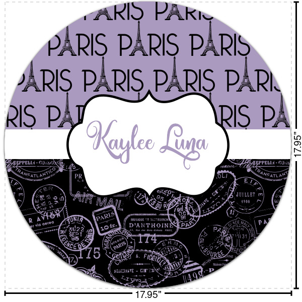 Custom Paris Bonjour and Eiffel Tower Round Decal - Large (Personalized)