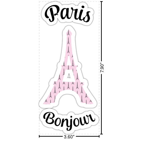 Custom Paris Bonjour and Eiffel Tower Graphic Car Decal (Personalized)