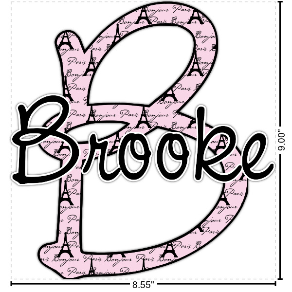 Custom Paris Bonjour and Eiffel Tower Name & Initial Decal - Up to 9"x9" (Personalized)