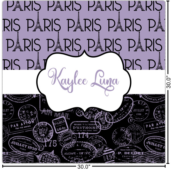Custom Paris Bonjour and Eiffel Tower Square Decal - XLarge (Personalized)