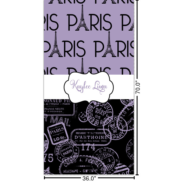 Custom Paris Bonjour and Eiffel Tower Shower Curtain - Custom Size (Personalized)
