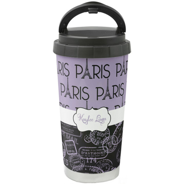 Custom Paris Bonjour and Eiffel Tower Stainless Steel Coffee Tumbler (Personalized)