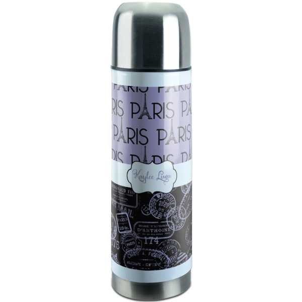 Custom Paris Bonjour and Eiffel Tower Stainless Steel Thermos (Personalized)