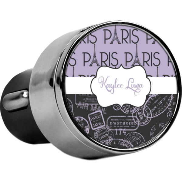 Custom Paris Bonjour and Eiffel Tower USB Car Charger (Personalized)