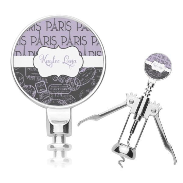 Custom Paris Bonjour and Eiffel Tower Corkscrew (Personalized)