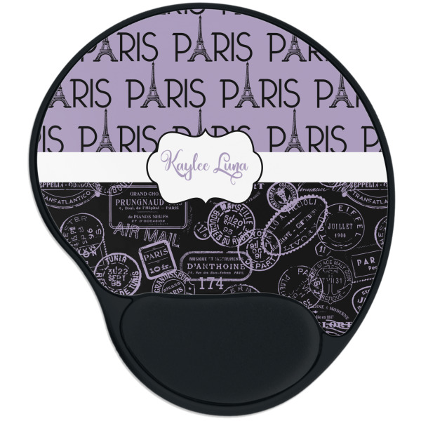 Custom Paris Bonjour and Eiffel Tower Mouse Pad with Wrist Support
