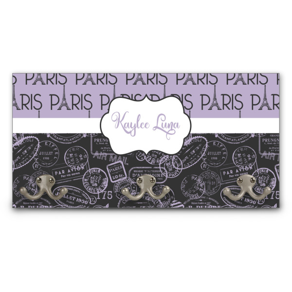 Custom Paris Bonjour and Eiffel Tower Wall Mounted Coat Rack (Personalized)