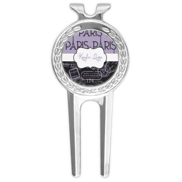 Custom Paris Bonjour and Eiffel Tower Golf Divot Tool & Ball Marker (Personalized)