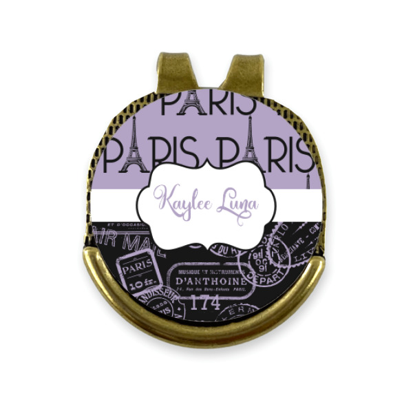 Custom Design - Golf Ball Marker Hat Clip Gold - Front