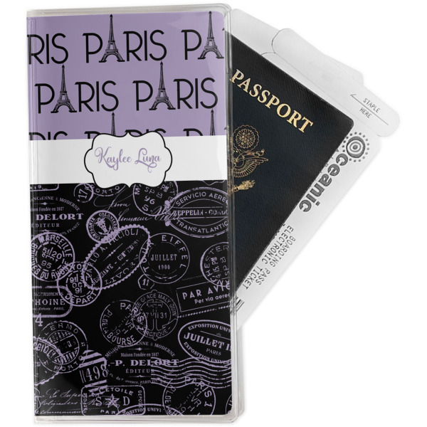 Custom Paris Bonjour and Eiffel Tower Travel Document Holder