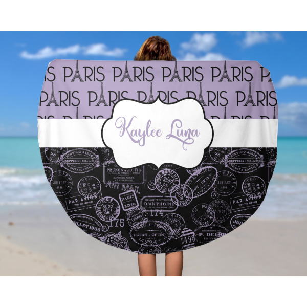 Custom Design - Round Beach Towel - In Use
