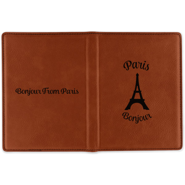 Custom Design - Cognac Leather Passport Holder Outside Double Sided - Apvl