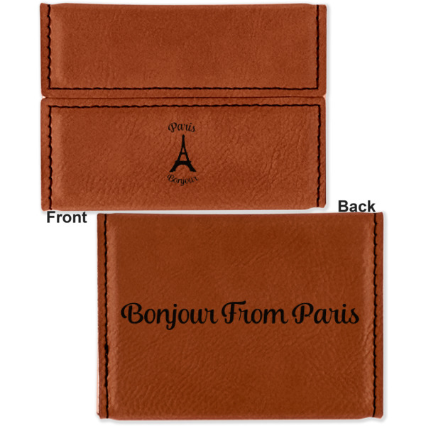 Custom Design - Leather Business Card Holder - Front Back