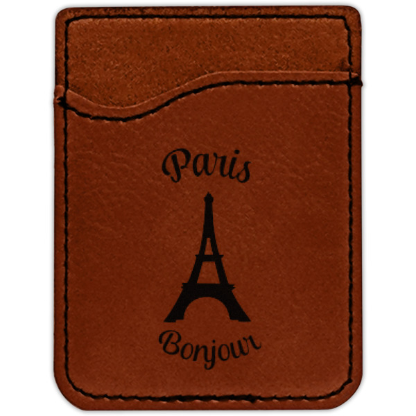 Custom Design - Cognac Leatherette Phone Wallet close up