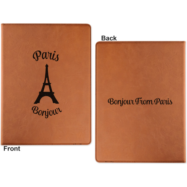 Custom Design - Cognac Leatherette Portfolios with Notepad - Large - Double Sided - Apvl