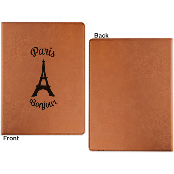 Custom Design - Cognac Leatherette Portfolios with Notepad - Large - Single Sided - Apvl