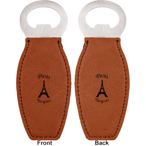 Custom Design - Leather Bar Bottle Opener - Front and Back (double sided)