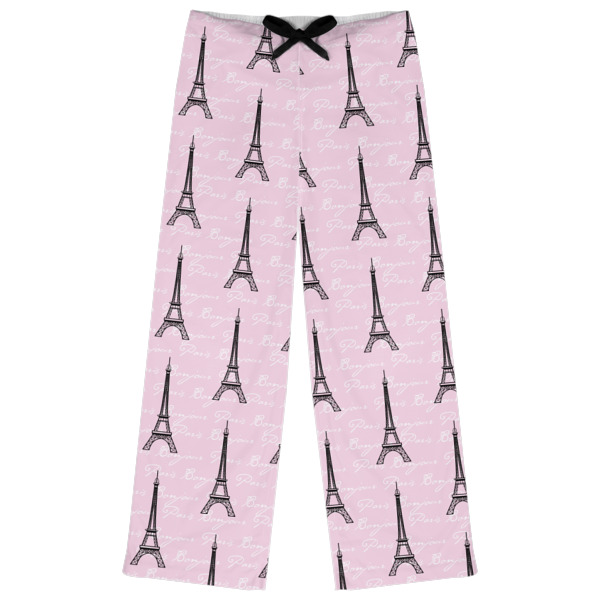 Custom Paris Bonjour and Eiffel Tower Womens Pajama Pants