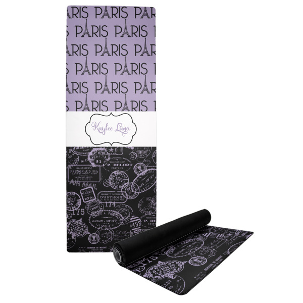 Custom Paris Bonjour and Eiffel Tower Yoga Mat (Personalized)