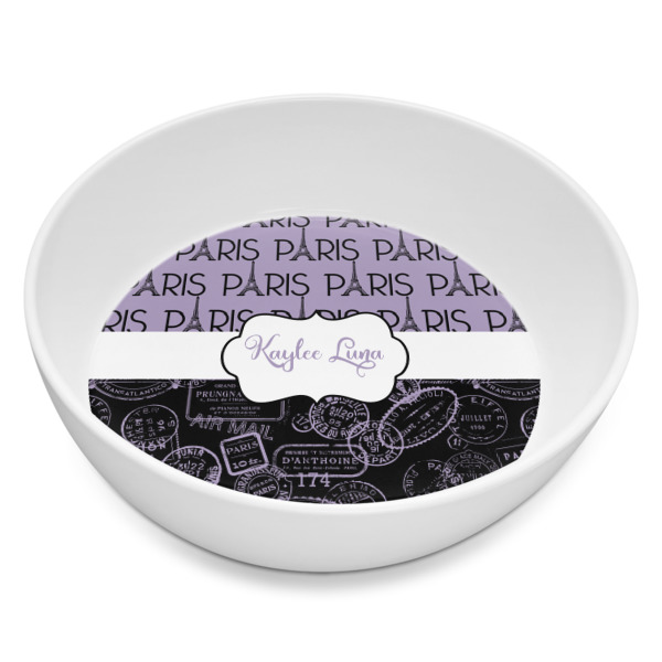 Custom Paris Bonjour and Eiffel Tower Melamine Bowl - 8 oz (Personalized)