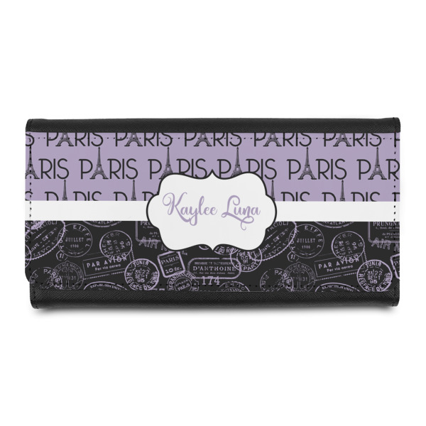 Custom Paris Bonjour and Eiffel Tower Leatherette Ladies Wallet (Personalized)