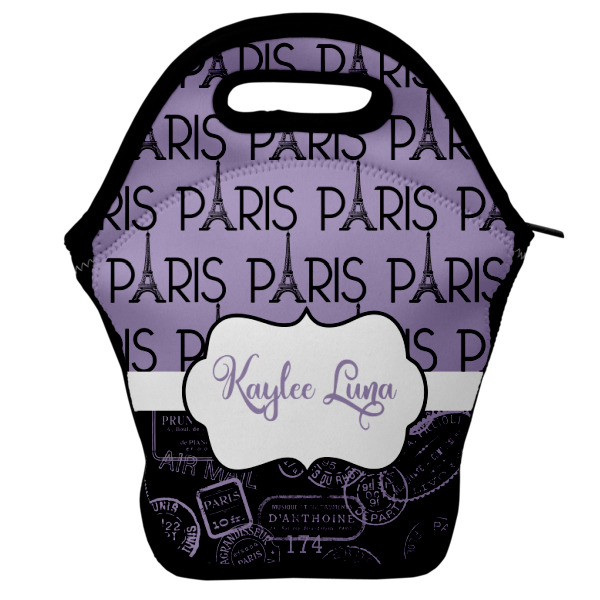 Custom Paris Bonjour and Eiffel Tower Lunch Bag w/ Name or Text