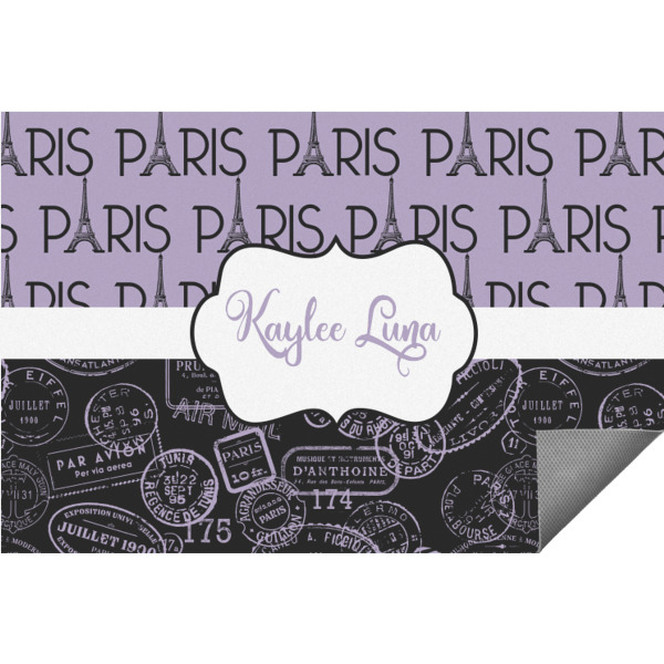 Custom Paris Bonjour and Eiffel Tower Indoor / Outdoor Rug (Personalized)