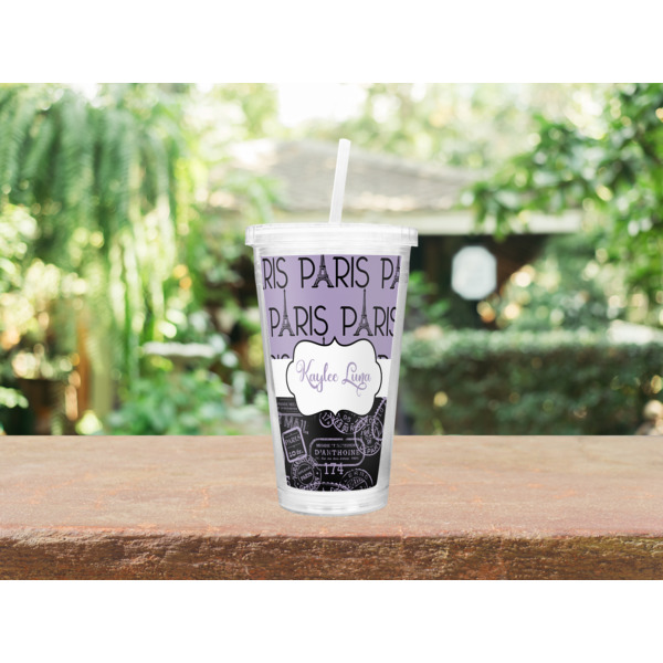 Custom Design - Double Wall Tumbler with Straw - Lifestyle