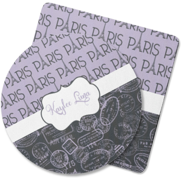 Custom Paris Bonjour and Eiffel Tower Rubber Backed Coaster (Personalized)
