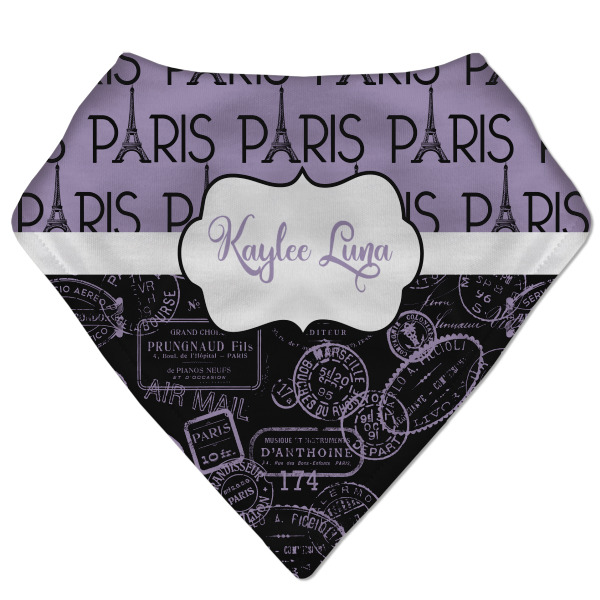 Custom Paris Bonjour and Eiffel Tower Bandana Bib (Personalized)