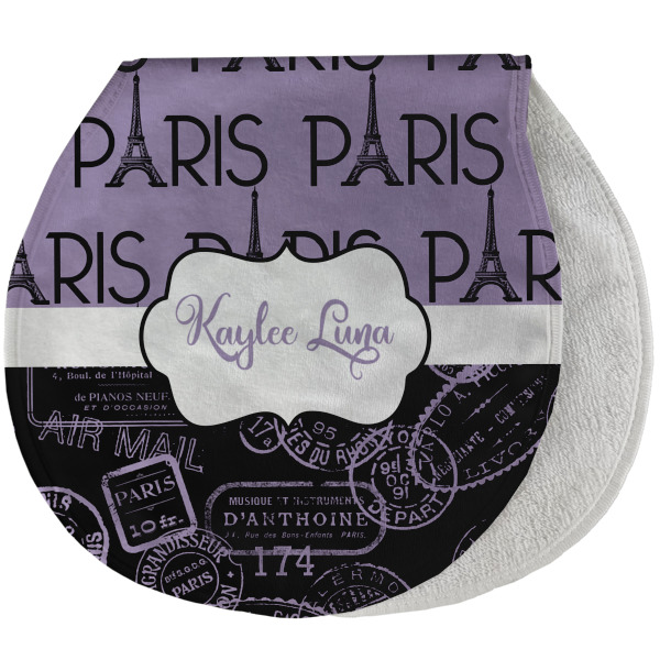 Custom Paris Bonjour and Eiffel Tower Burp Pad - Velour w/ Name or Text