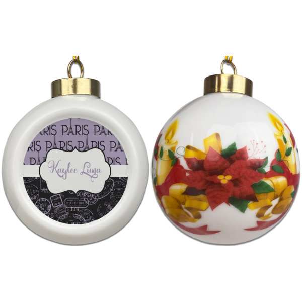 Custom Design - Ceramic Christmas Ornament - Poinsettias (APPROVAL)