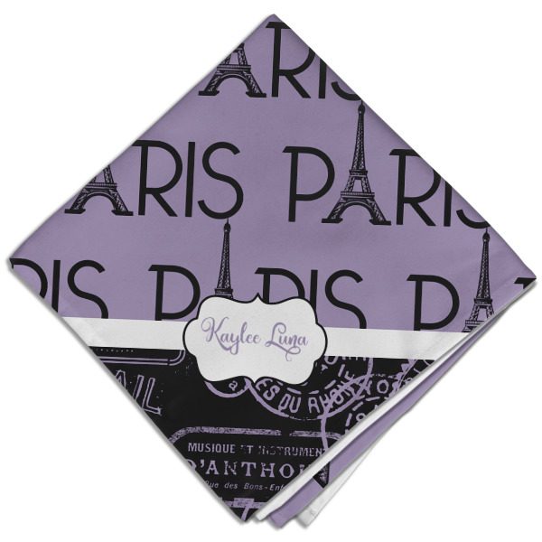 Custom Paris Bonjour and Eiffel Tower Cloth Dinner Napkin - Single w/ Name or Text