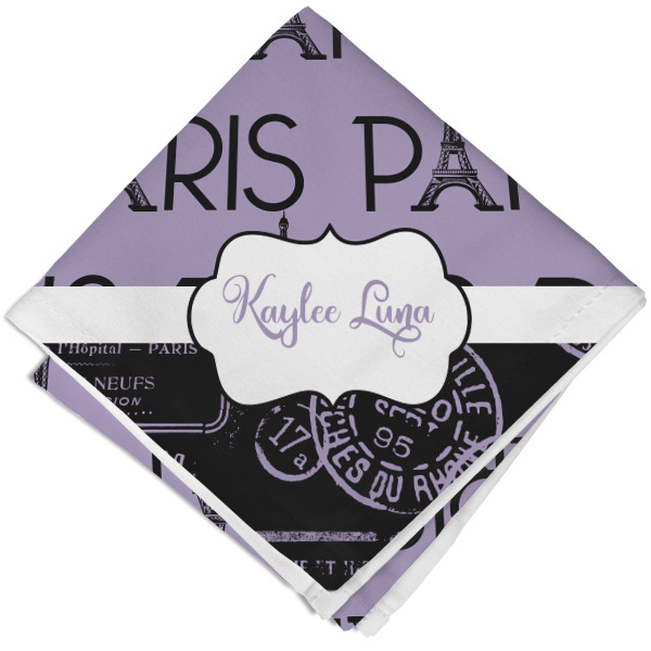 Custom Paris Bonjour and Eiffel Tower Cloth Napkin w/ Name or Text