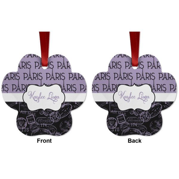 Custom Design - Metal Paw Ornament - Front and Back