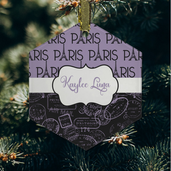 Custom Design - Frosted Glass Ornament - Hexagon (Lifestyle)