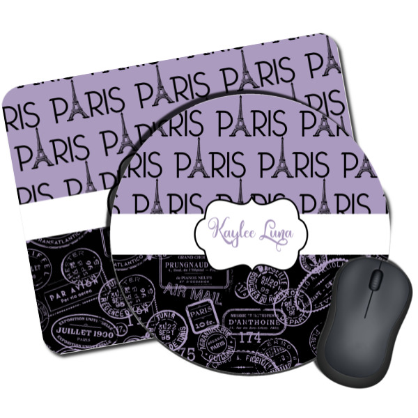 Custom Paris Bonjour and Eiffel Tower Mouse Pad (Personalized)