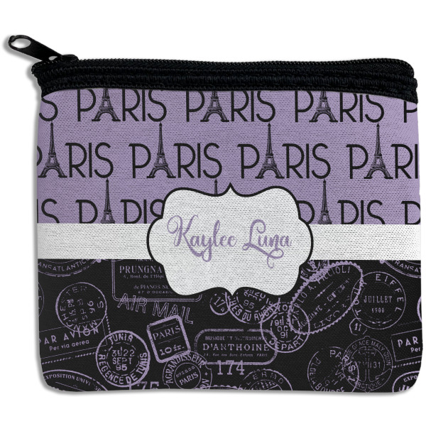 Custom Paris Bonjour and Eiffel Tower Rectangular Coin Purse (Personalized)