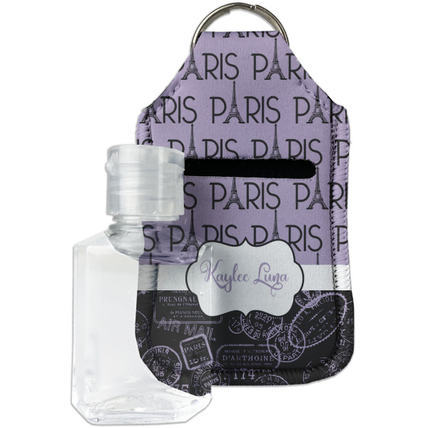 Custom Paris Bonjour and Eiffel Tower Hand Sanitizer & Keychain Holder (Personalized)