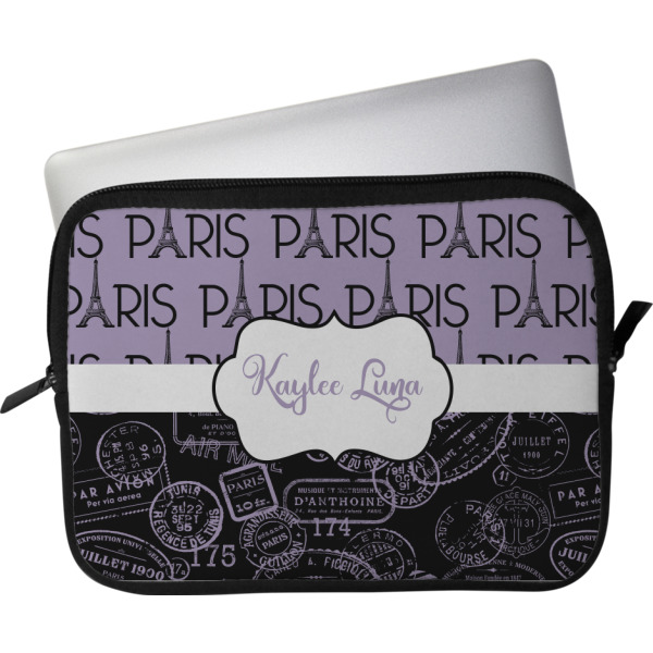 Custom Paris Bonjour and Eiffel Tower Laptop Sleeve / Case (Personalized)