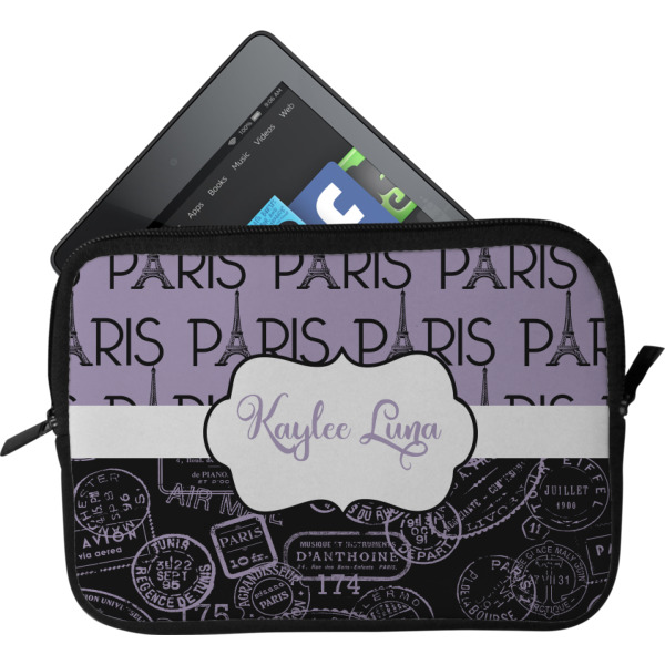 Custom Paris Bonjour and Eiffel Tower Tablet Case / Sleeve (Personalized)